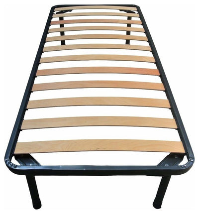 Traditional Bed Base, Black Finished Iron Frame and Beech Slats, 90x195 cm DL Traditional