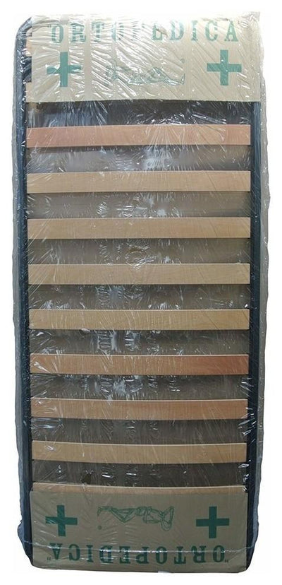 Traditional Bed Base, Black Finished Iron Frame and Beech Slats, 90x195 cm DL Traditional