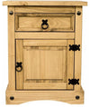 Traditional Bedside Cabinet in Solid Pine Wood with 1 Storage Drawer and 1 Door DL Traditional