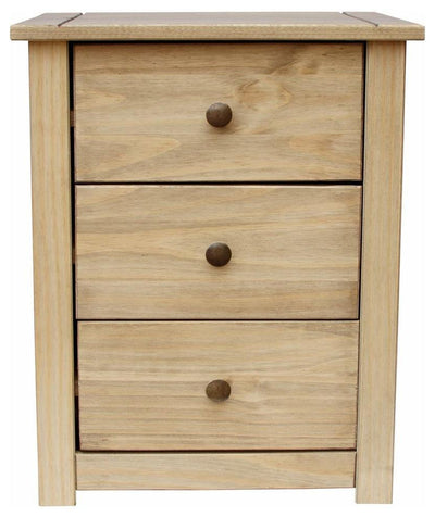 Traditional Bedside Table in Pine Finished Solid Wood with 3 Storage Drawers DL Traditional