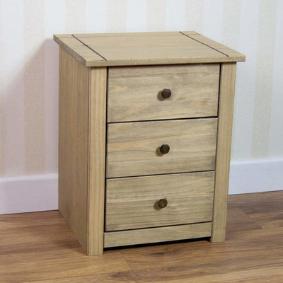 Traditional Bedside Table in Pine Finished Solid Wood with 3 Storage Drawers DL Traditional