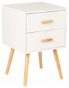 Traditional Bedside Table, White Finished MDF and Pine Legs, 2-Storage Drawers DL Traditional
