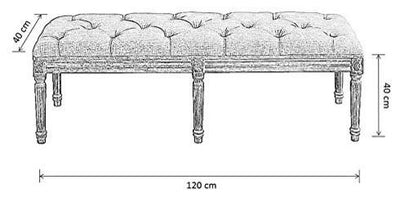 Traditional Bench in Solid Wood with Carved Frame and Legs, Linen Fabric Seat DL Traditional