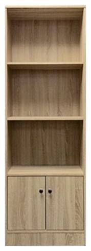 Traditional Bookcase, Sonoma Oak Finished MDF With 2-Door and 2 Open Shelves DL Traditional