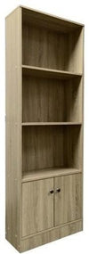 Traditional Bookcase, Sonoma Oak Finished MDF With 2-Door and 2 Open Shelves DL Traditional