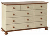 Traditional Chest of Drawers, Cream-Pine Finished Wood With 9 Storage Drawers DL Traditional