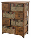 Traditional Chest of Drawers in Brown Oak Wood with 4 Drawers and 4 Baskets DL Traditional