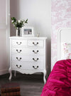 Traditional Chest of Drawers in MDF With Antique White Finish, 5 Compartments DL Traditional