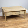 Traditional Coffee Table, Solid Pine Wood With 1-Drawer, Natural Oak DL Traditional