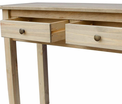 Traditional Console Table, Solid Pine Wood With 2-Storage Drawer, Sonama Oak DL Traditional