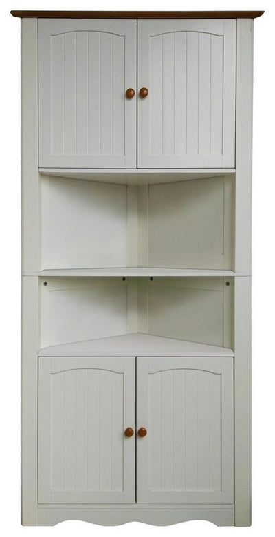 Traditional Corner Storage Cabinet, MDF With 4-Door and 6 Internal Shelves DL Traditional