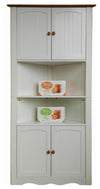 Traditional Corner Storage Cabinet, MDF With 4-Door and 6 Internal Shelves DL Traditional