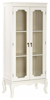 Traditional Display Cabinet, Ivory Finished MDF With 2-Glass Door and Shelves DL Traditional