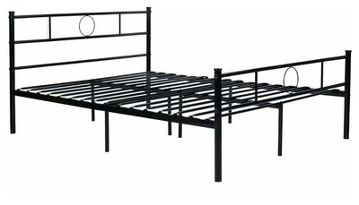 Traditional Double Bed With Strong Black Finished Metal Frame and Headboard, 6 L DL Traditional