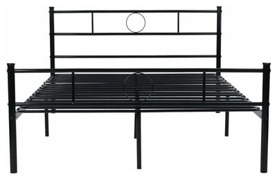 Traditional Double Bed With Strong Black Finished Metal Frame and Headboard, 6 L DL Traditional