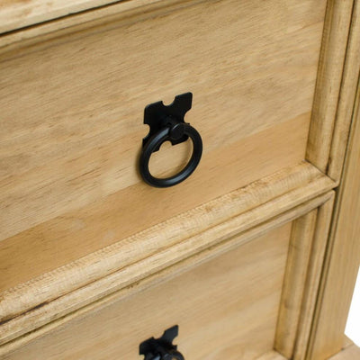 Traditional Dressing Table in Solid Pine Wood, 4 Wide Drawers with Metal Handles DL Traditional