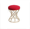 Traditional Dressing Table Stool, Steel Metal Frame and Fabric Padded Seat, Red DL Traditional