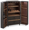 Traditional Drinks Cabinet, Brown Finish Solid Wood With Bottle and Glass Rack DL Traditional