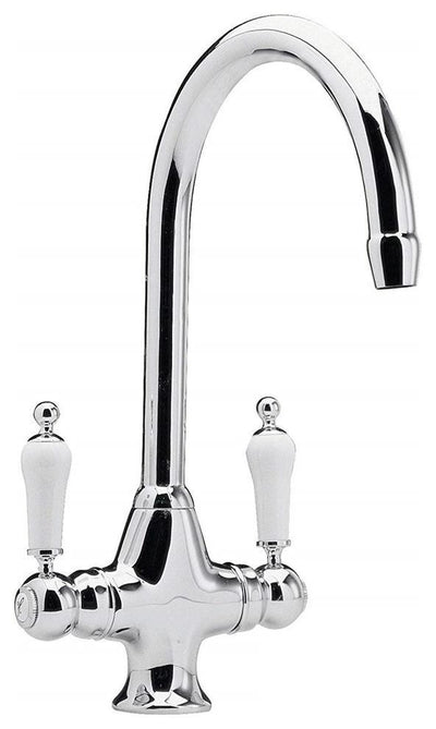 Traditional Dual Lever Kitchen Sink Mixer Tap, Solid Brass With Chrome Finish DL Modern