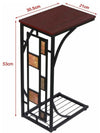 Traditional End Table in Iron Frame and MDF Top with Antique C Shaped Design DL Traditional