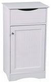 Traditional Floor Standing Storage Cabinet, MDF With 1 Door and 1 Drawer, White DL Traditional
