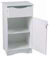 Traditional Floor Standing Storage Cabinet, MDF With 1 Door and 1 Drawer, White DL Traditional