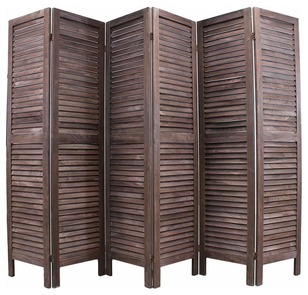 Traditional Folding Room Divider, Brown Finished Wood Perfect for Your Privacy DL Traditional