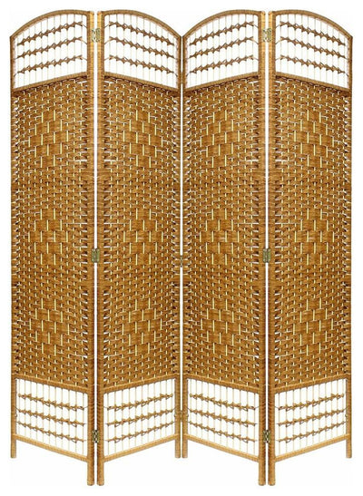 Traditional Folding Room Divider in Natural Oak Wicker, Perfect for your Privacy DL Traditional