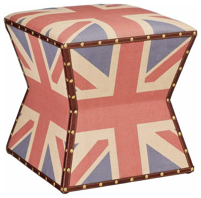 Traditional Footstool With Wooden Frame and Fabric Upholstery, Tapered Design DL Traditional