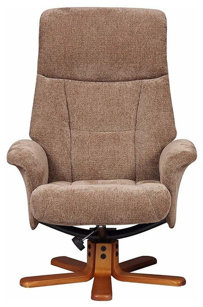 Traditional Recliner, Fabric Upholstery With Cherry Finished Base, Mink DL Traditional