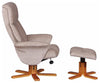 Traditional Recliner, Fabric Upholstery With Cherry Finished Base, Mist DL Traditional