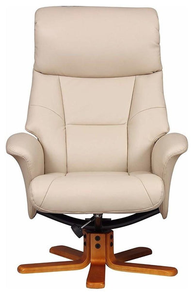 Traditional Recliner, Faux Leather With Cherry Finished Base, CafŽ DL Traditional