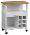 Traditional Serving Trolley Cart, White Painted MDF With Drawer and Wine Rack DL Traditional