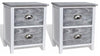 Traditional Set of 2 Bedside Cabinets, Painted Wood, 2 Storage Drawers, Grey DL Traditional