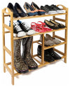 Traditional Shoe Rack, Natural Bamboo Wood, 4 Tiers and Handles on Each Side DL Traditional