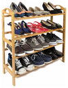 Traditional Shoe Storage Rack in Natural Bamboo Wood with 4 Tiers Slatted Design DL Traditional