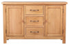 Traditional Sideboard Cabinet, Oak Finished Wood With 3-Drawer and 2 Cupboard DL Traditional