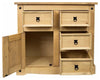 Traditional Sideboard, Natural Solid Wood With Doors and Storage Drawers