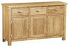 Traditional Sideboard, Oak Light Lacquered Solid Wood 3-Door and 3-Drawer DL Traditional