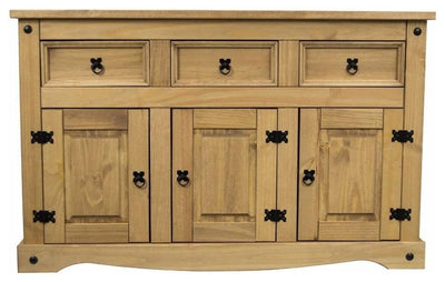 Traditional Sideboard, Solid Pine Wood With 3-Door and 3-Storage Drawers DL Traditional
