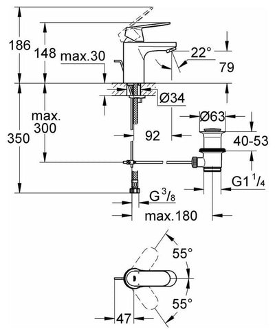 Traditional Single Lever Basin Mixer Tap for Low Pressure, Chrome Plated Finish DL Traditional