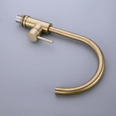 Traditional Single Lever Kitchen Sink Tap, Solid Brass With Swivel Spout, Gold DL Traditional