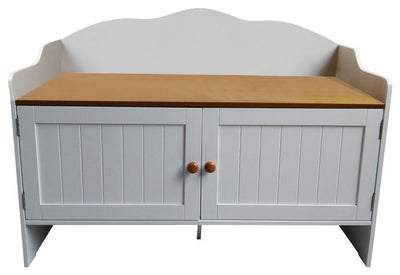 Traditional Storage Bench in White Painted MDF with Veneer Top and 2 Doors DL Traditional