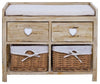 Traditional Storage Bench, Paulolonia Wood With 2-Drawer and 2 Wicker Baskets DL Traditional