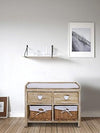 Traditional Storage Bench, Paulolonia Wood With 2-Drawer and 2 Wicker Baskets DL Traditional