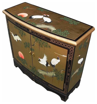 Traditional Storage Cabinet, Gold Leaf Stylish MDF, Oriental Chinese Design DL Traditional