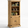 Traditional Storage Cabinet in Solid Pine Wood with 3 Open Shelves and 2 Doors DL Traditional