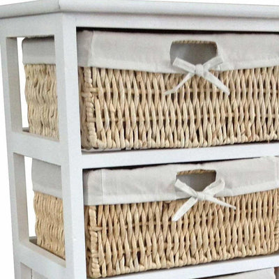 Traditional  Storage Cabinet in Wooden Frame With 4 Wicker Baskets DL Traditional