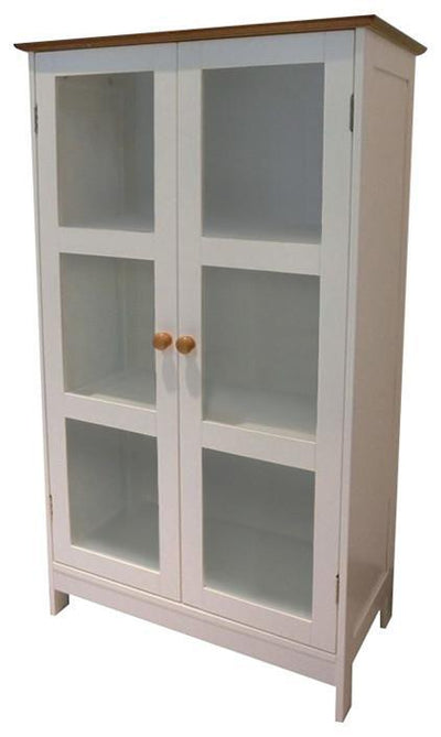 Traditional Storage Cabinet, MDF With 2 Glass Doors and Internal Shelves DL Traditional