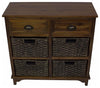 Traditional Storage Cabinet, Painted MDF, 4-Wicker Basket and 2-Drawer, Walnut DL Traditional